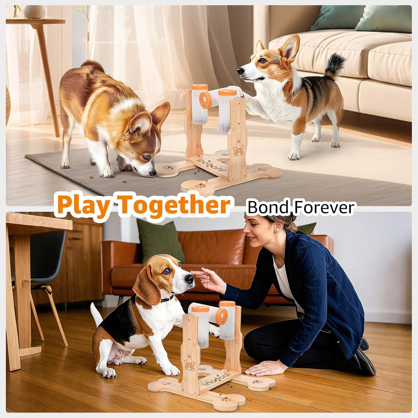 Engaging Dog Puzzle Toy - Wooden Interactive Feeder for Mental Stimulation and Boredom Relief in Dogs of All Sizes